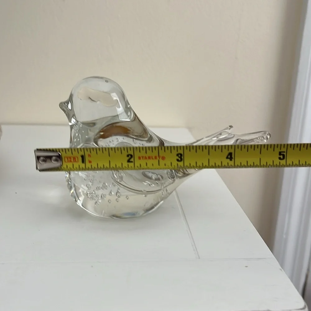 VINTAGE GLASS HAND BLOWN BIRD FIGURINE DECOR PAPER WEIGHT